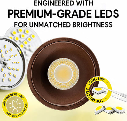 P-7081 3 Inch Millwork Trimless Round Bronze HO 15W, 1400 Lumens 5CCT Recessed Light