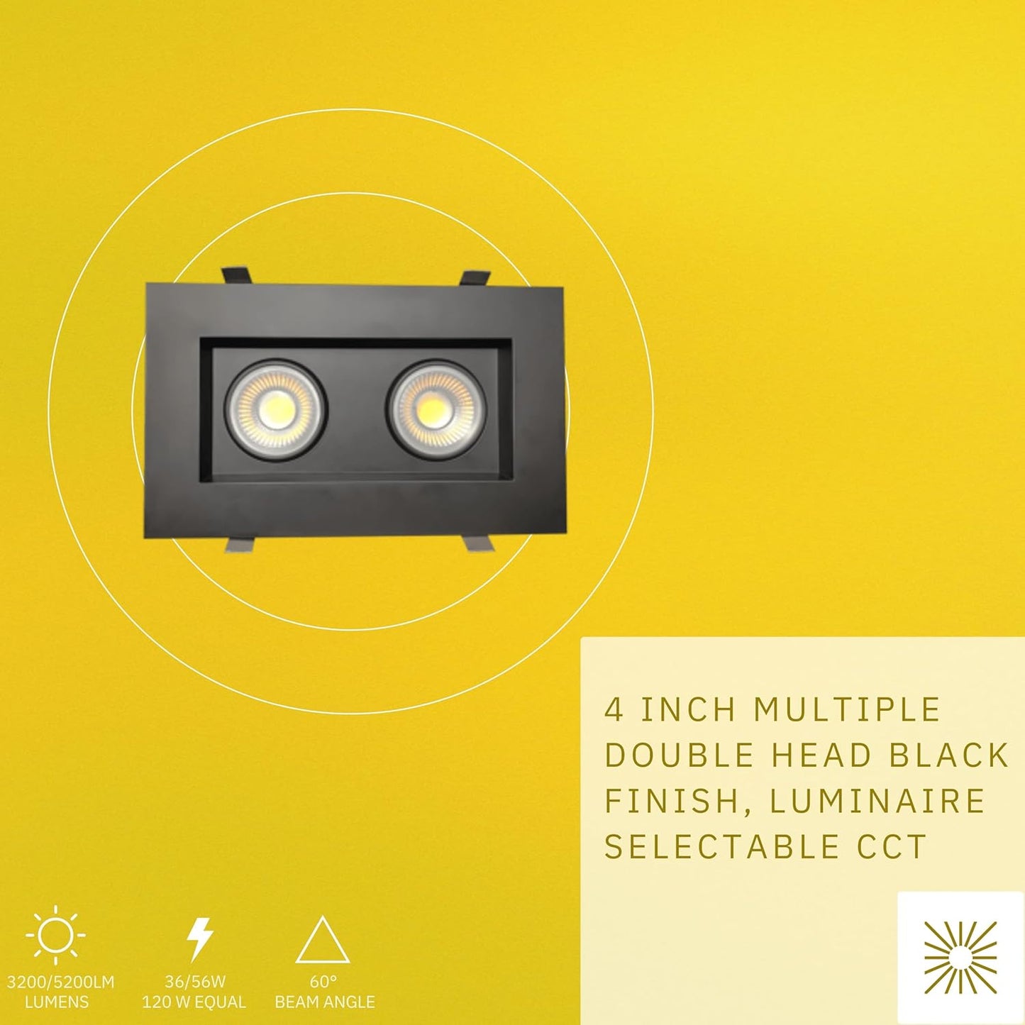 P-6615 4 Inch 2 Head Multiple Gimbal, Black Finish 36 Watts, 3200 Lumens 5CCT Recessed Light