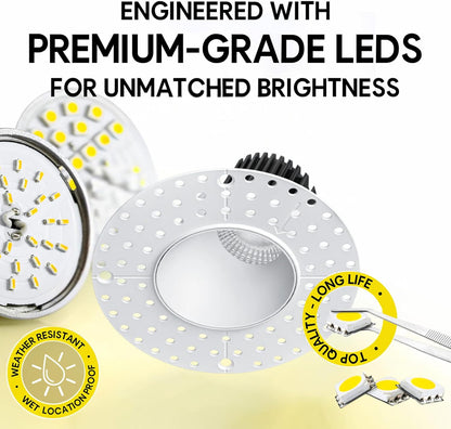 P-7551 3 inch Trimless Round Wall-Wash White, 8W, 800 Lumens, 5CCT Recessed Light