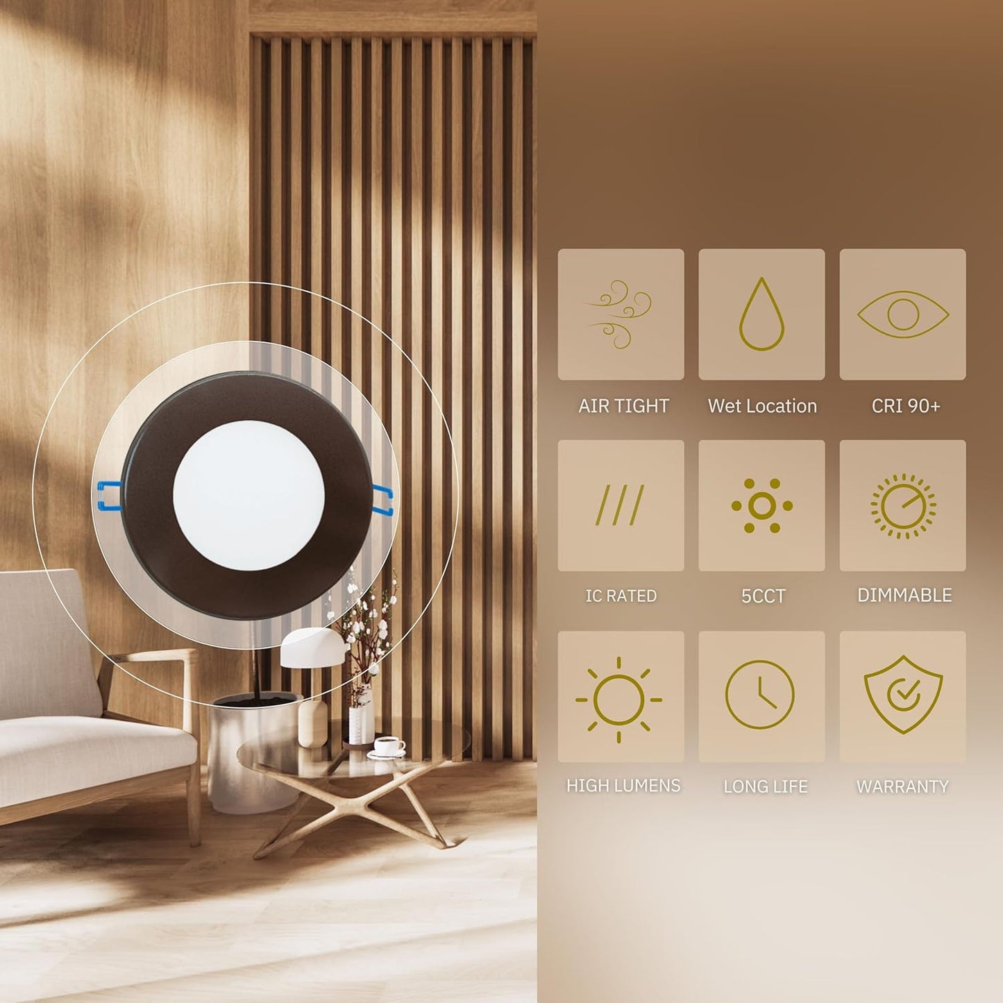 P-5873 3 Inch Round Bronze 8W 500 Lumens 5CCT Slim Ultra-Thin Light