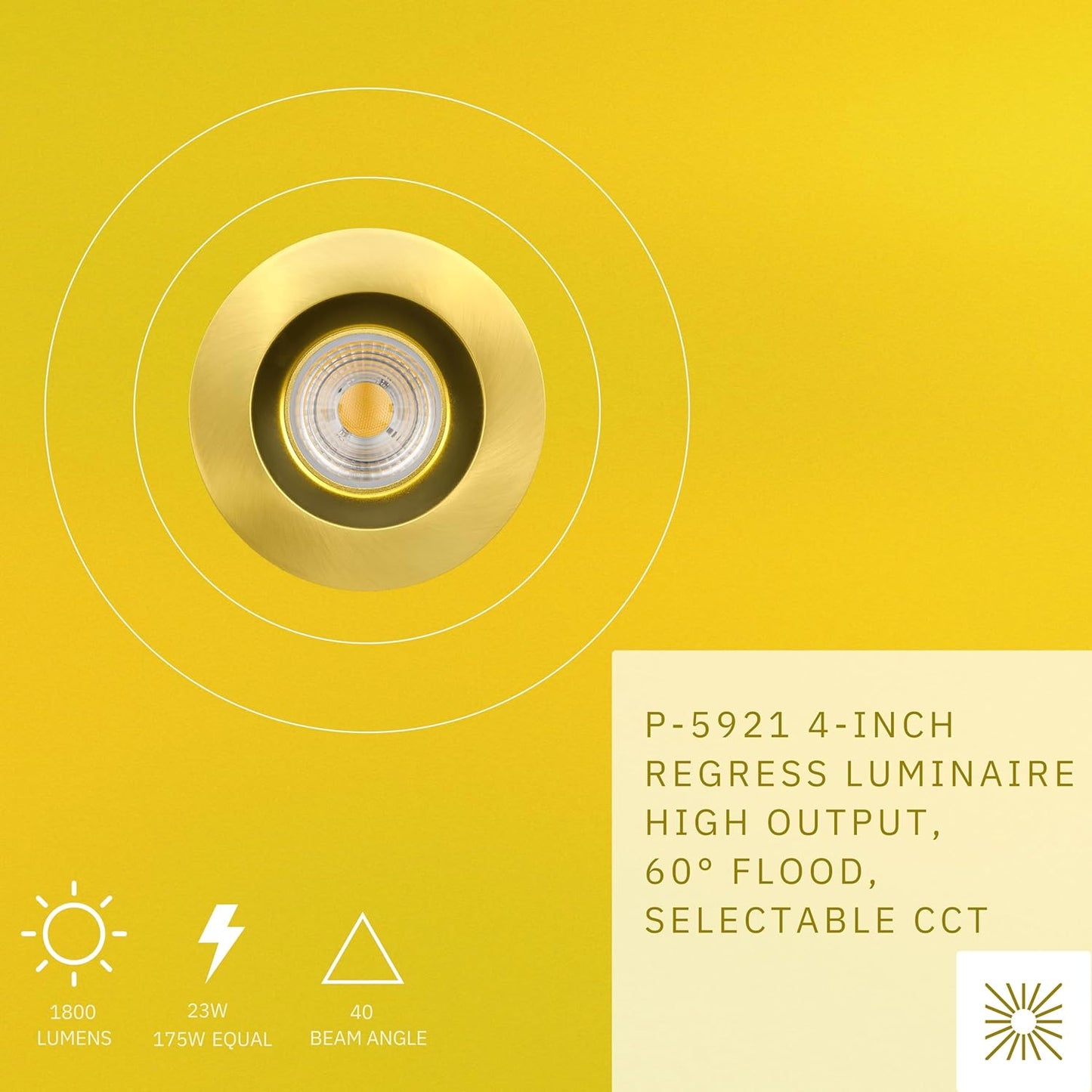 P-5921 4 Inch Round Brushed Brass 23W 1800 Lumens 5CCT Recessed Light