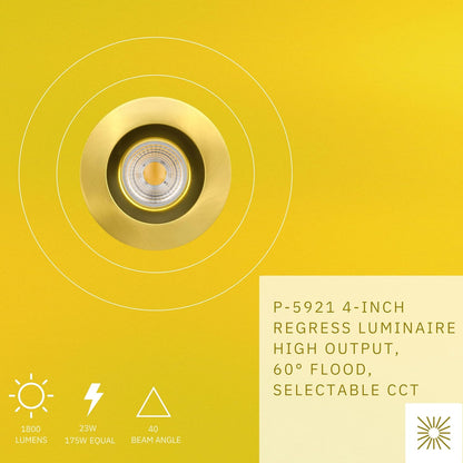 P-5921 4 Inch Round Brushed Brass 23W 1800 Lumens 5CCT Recessed Light