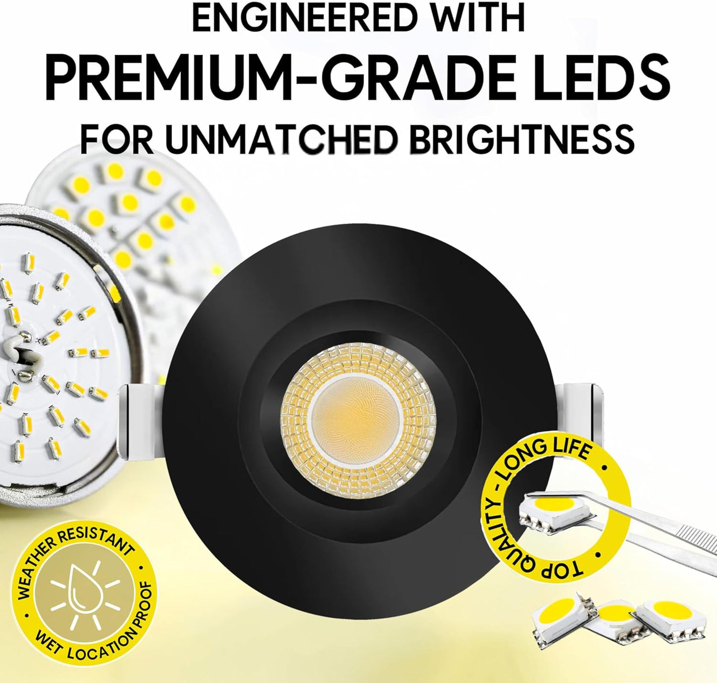 P-7519 3 inch Regress Gimbal Round Black HO, 24W, 2100 Lumens, 5CCT Recessed Light