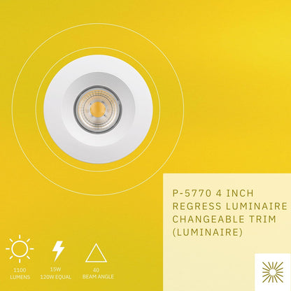 P-5770 4 Inch Round White Baffle 15W 1100 Lumens Warm White 3K Recessed Light