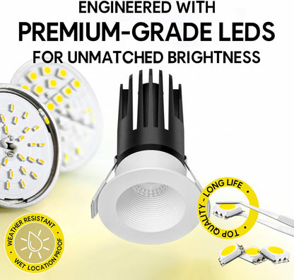 P-7478 2 inch Baffle Round White HO, 14/20W, 1200/1700 Lumens, 5CCT Recessed Light