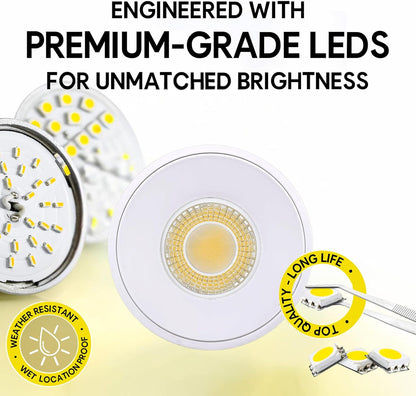 P-7095 4 Inch Millwork Trimless Round White 15-9W, 1550-950 Lumens 5CCT Recessed Light