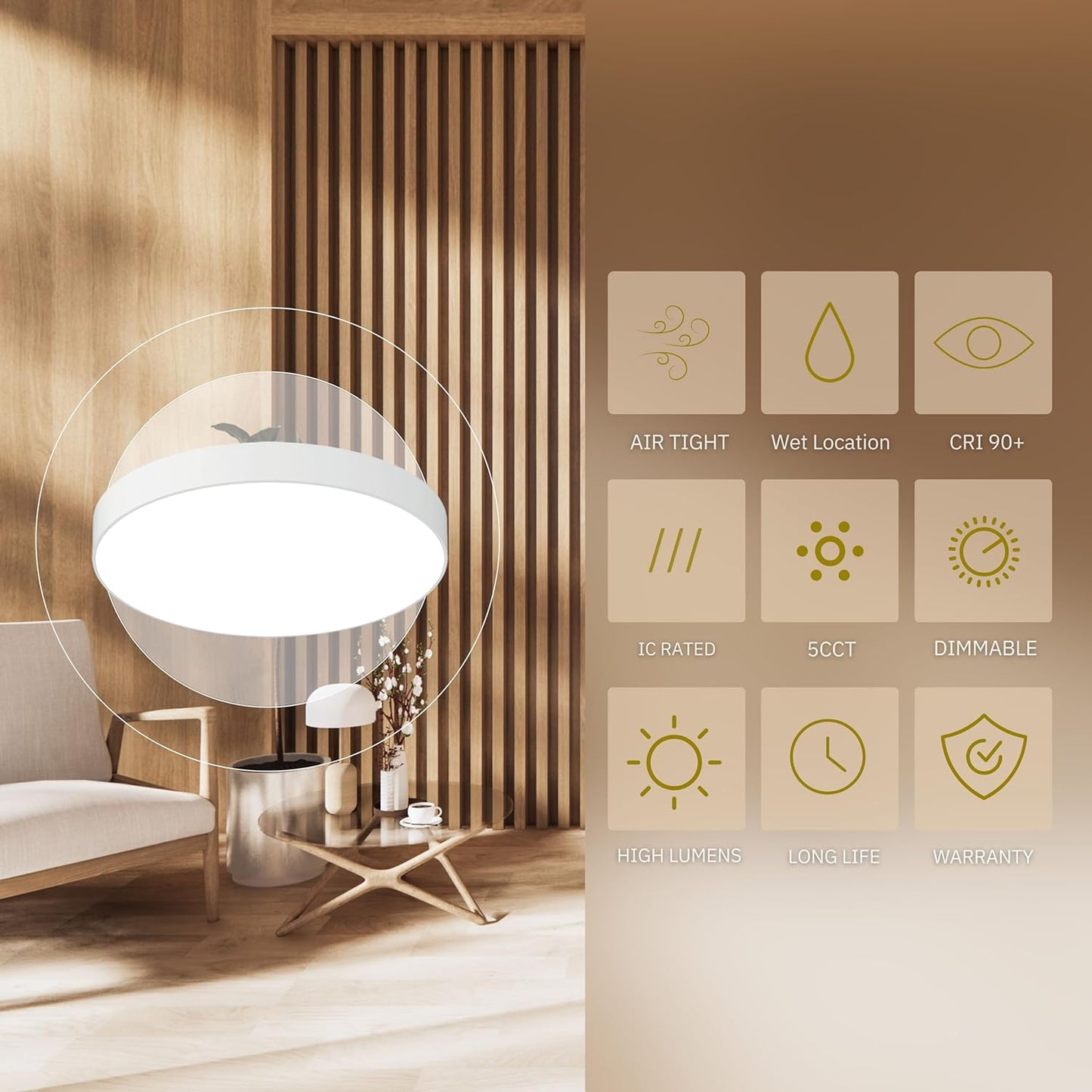P-5720 11 InchEdgeless Round White 20W 2000 Lumen 5CCT Surface Mount Disk Light