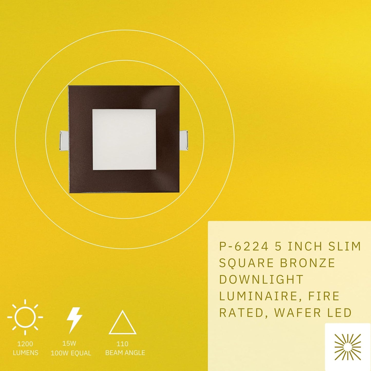 P-6224 5 Inch Square Bronze 15W 1200 Lumens 5CCT Slim Light