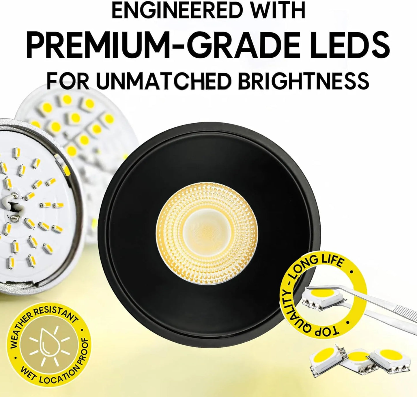 P-7153 3.5 Inch Millwork Trimless Round Black HO 18-30W, 1700-2700 Lumens 5CCT Recessed Light