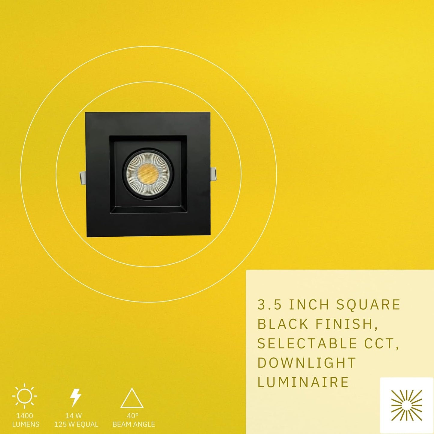 P-6395 3.5 Inch Regress Gimbal Square Black 14W=125W, 1400 Lumens 5CCT Recessed Light