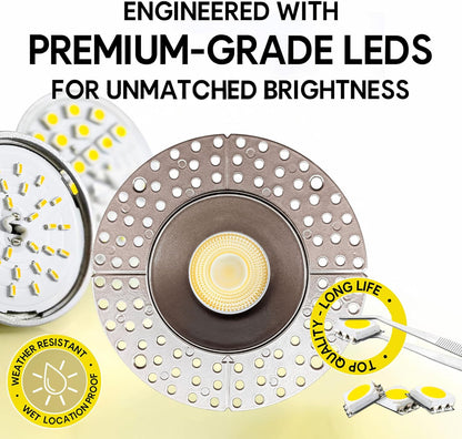 P-7112 3.5 inch Trimless Round Bronze 15-9W, 1400-900 Lumens 5CCT Recessed Light