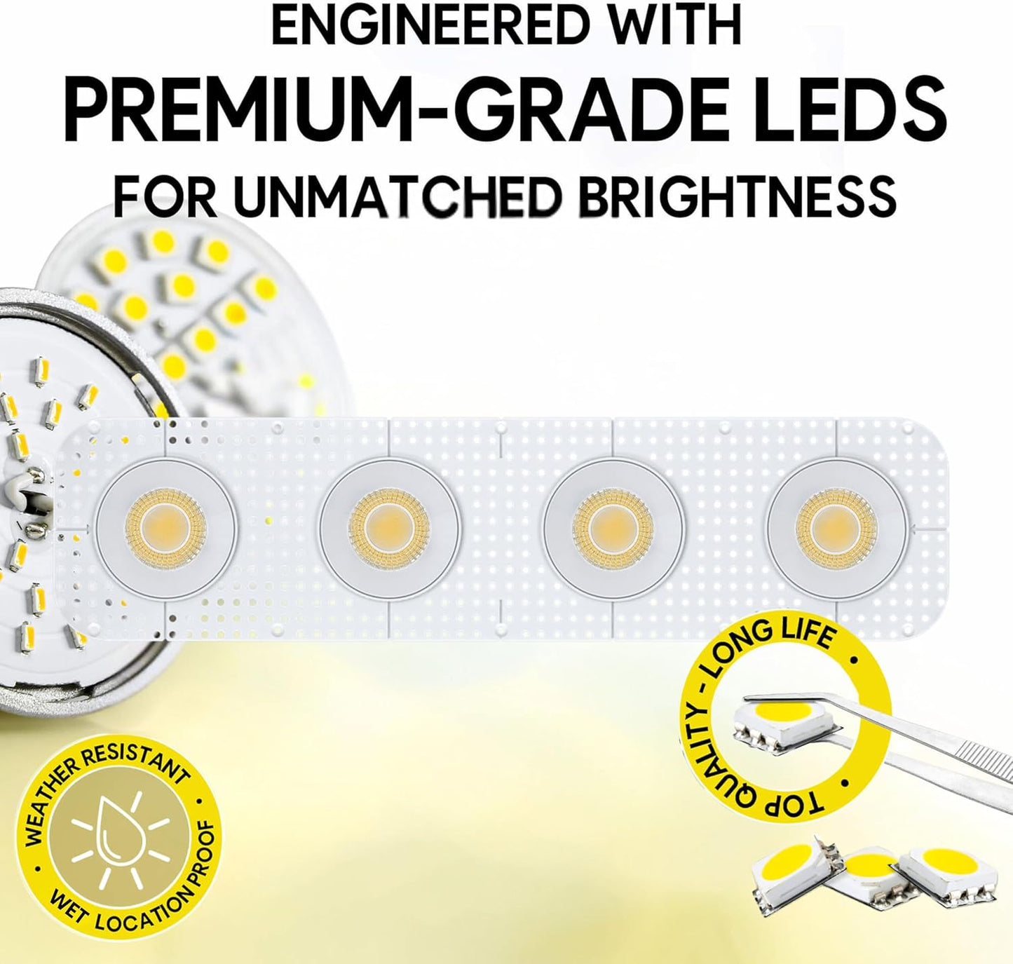 P-7467 4 inch Trimless 4 Head Round White HO, 80/128W, 9000/12000 Lumens, 5CCT Recessed Light