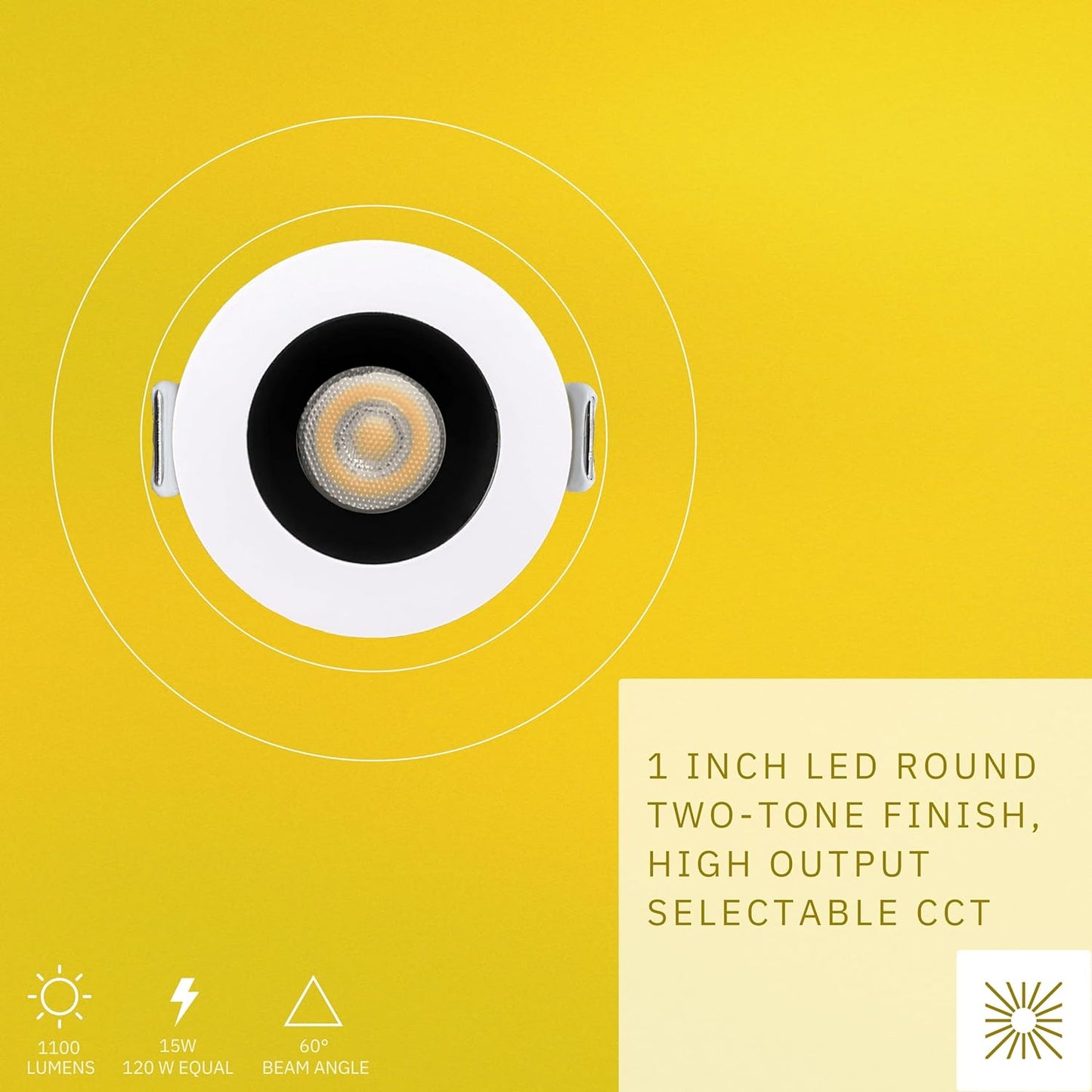 P-6517 1 Inch Round Two-Tone Smooth High-Output, 15 Watts, 1100 Lumens 5CCT Recessed Light