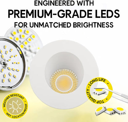 P-7549 3 inch Round Wall-Wash White, 8W, 800 Lumens, 5CCT Recessed Light