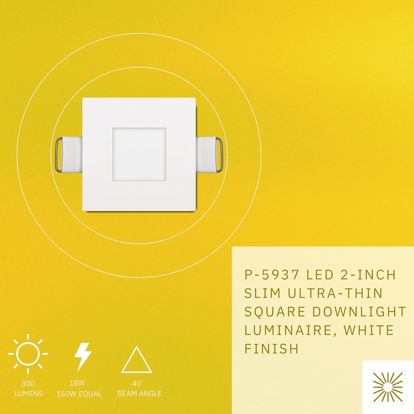 P-5937 2 Inch Square White 5W 300 Lumens 5CCT Slim Ultra-Thin Light