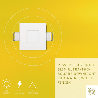 P-5937 2 Inch Square White 5W 300 Lumens 5CCT Slim Ultra-Thin Light