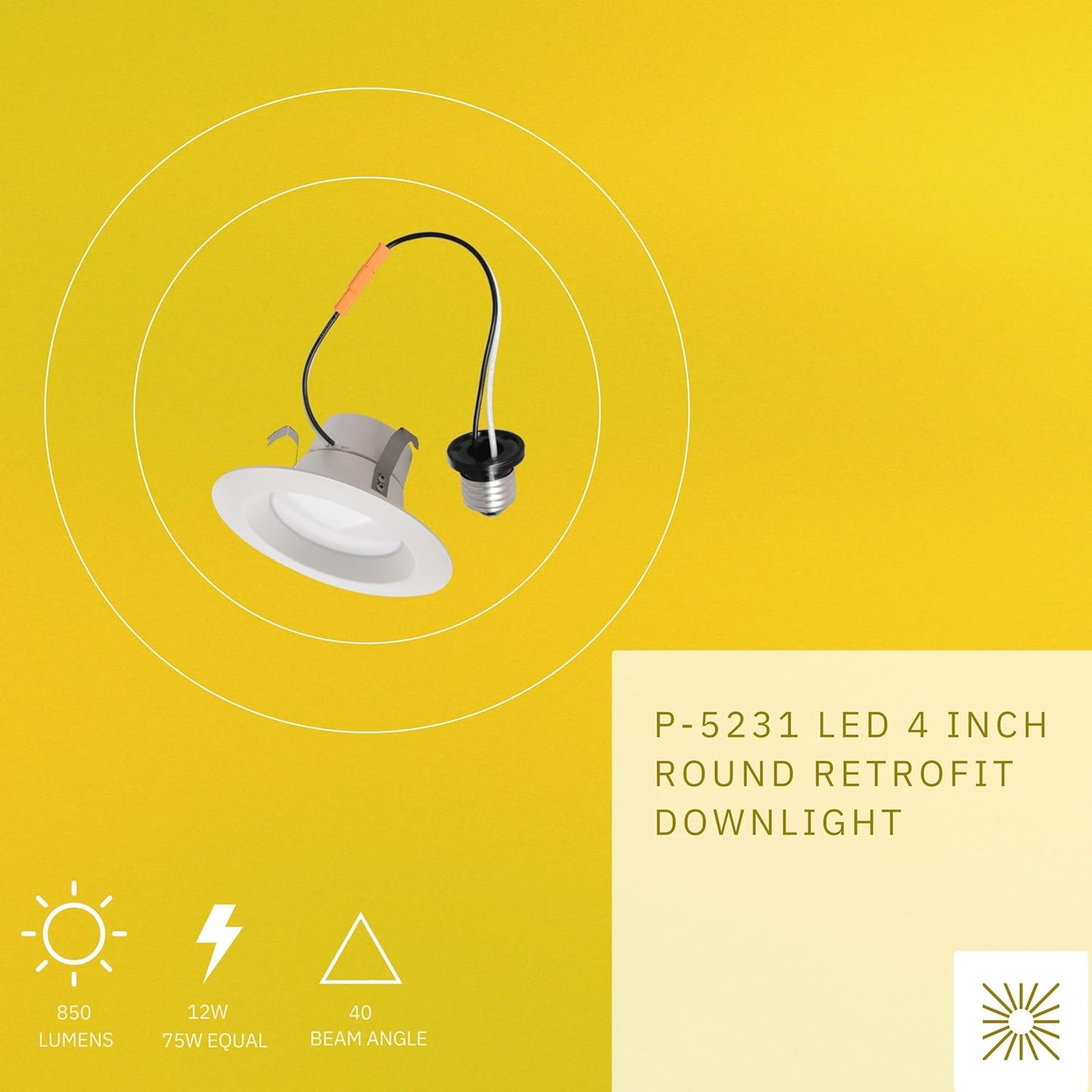 P-5231 4 Inch Round White 12W 850 Lumens Cool White 4100k Retrofit Light
