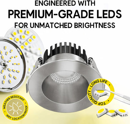 P-7529 3 inch Round Brushed Nickel, 8W, 800 Lumens, 5CCT Recessed Light