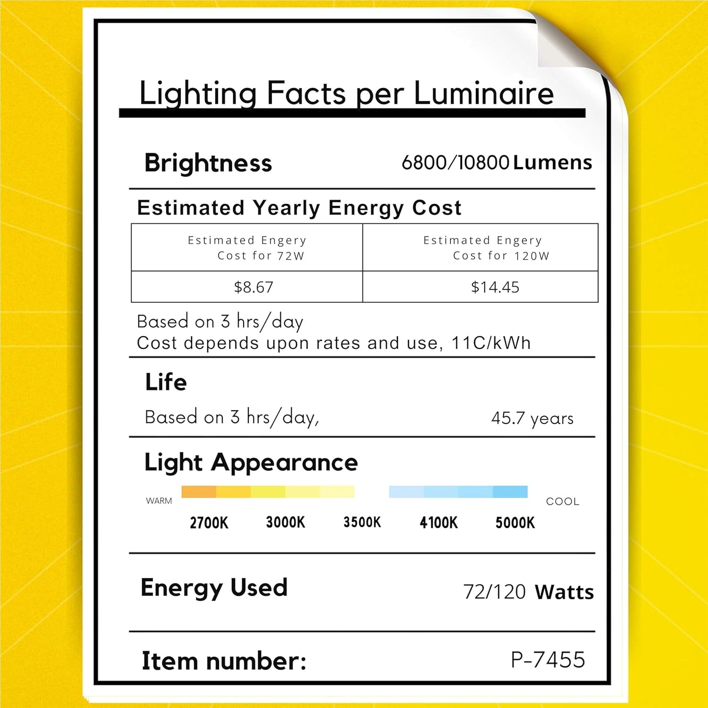 P-7455 3.5 inch Trimless Quadruple Head Square White HO, 72/120W, 6800/10800 Lumens, 5CCT Recessed Light