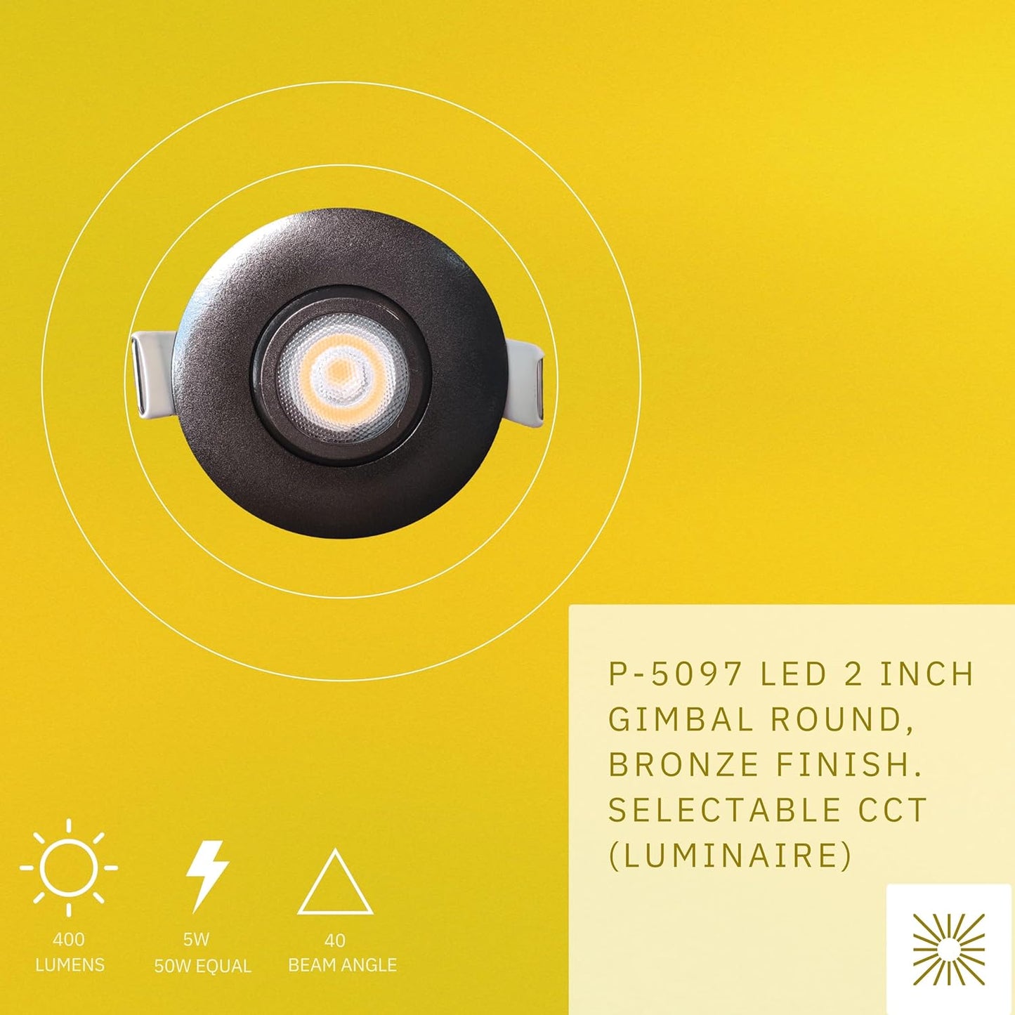 P-5097 2 Inch Round Bronze 5W 400 Lumens 5CCT Gimbal Light