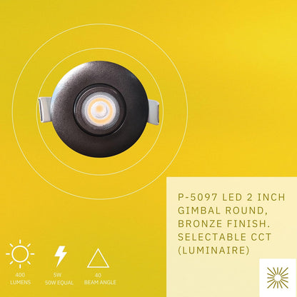 P-5097 2 Inch Round Bronze 5W 400 Lumens 5CCT Gimbal Light