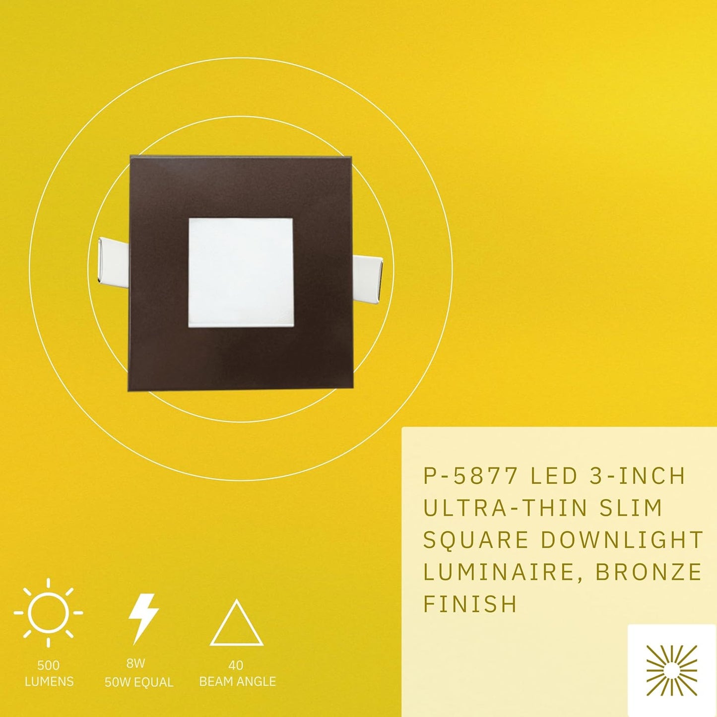 P-5877 3 Inch Square Bronze 8W 500 Lumens 5CCT Slim Ultra-Thin Light