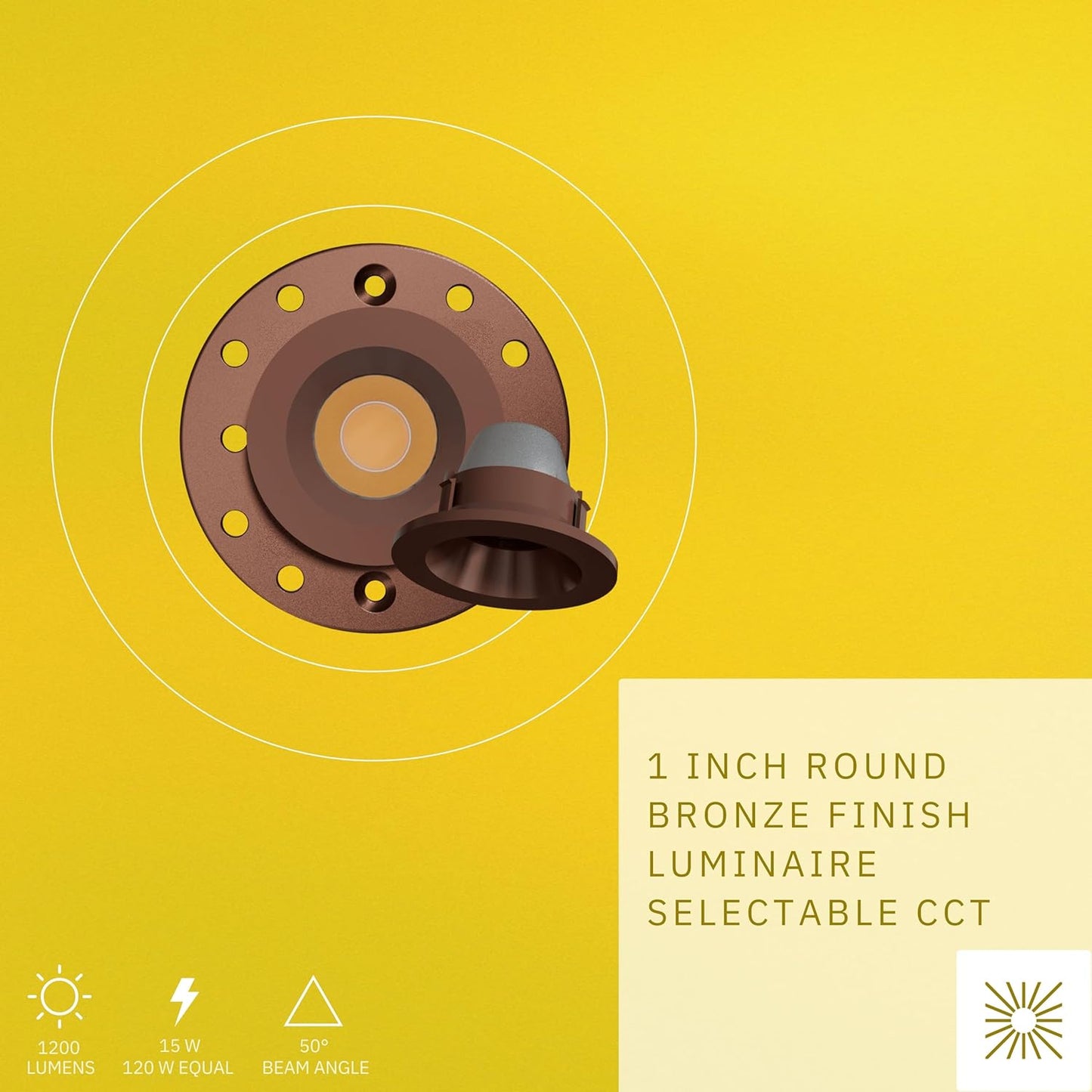 P-6572 1 Inch Round, Bronze Finish 15 Watts, 1200 Lumens 5CCT Recessed Light