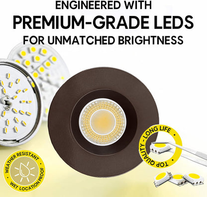P-6973 4 inch Retrofit Round Downlight Luminaire, Bronze Finish, 10W=100W, 1000 Lumens, 5CCT