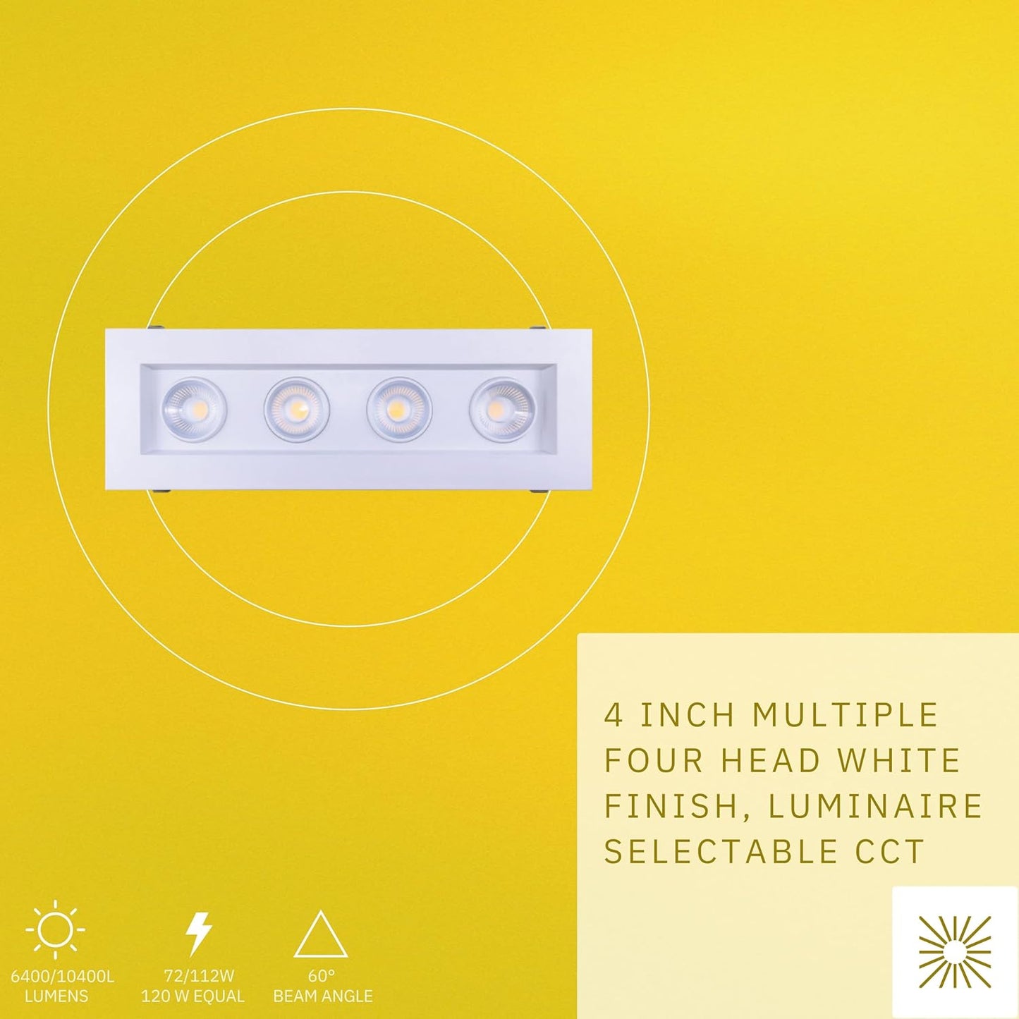 P-6614 4 Inch 4 Head Multiple Gimbal, 72 Watts, 6400 Lumens 5CCT Recessed Light