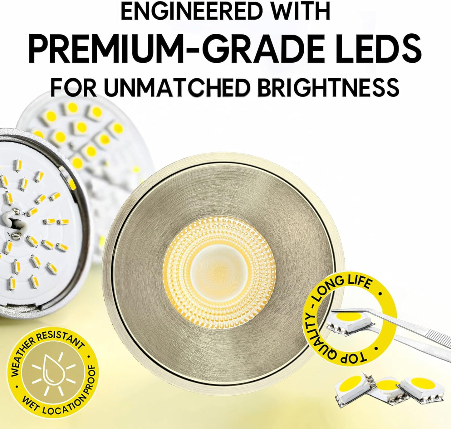 P-7120 3.5 inch Millwork Trimless Round Brushed Nickel 15-9W, 1400-900 Lumens 5CCT Recessed Light