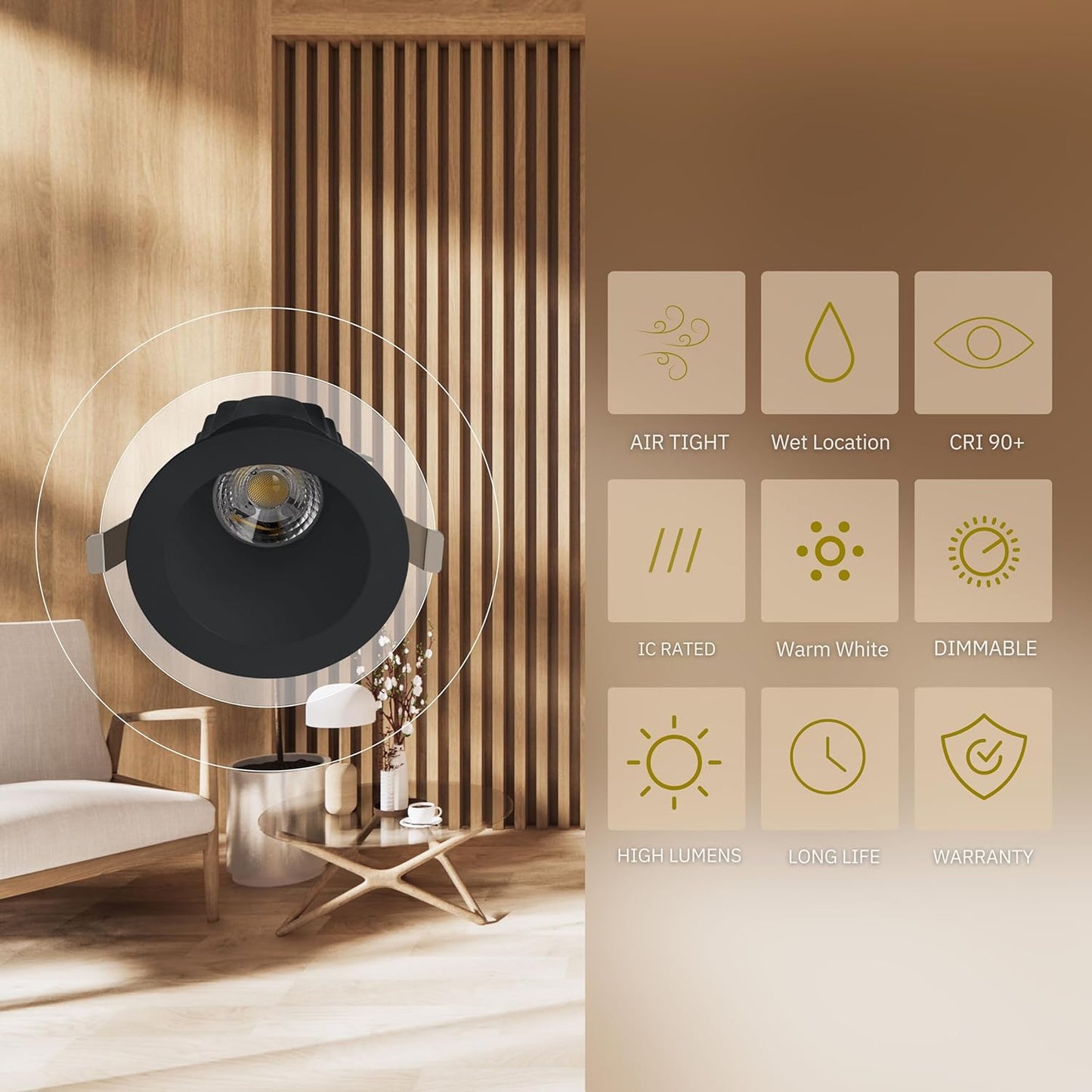 P-5834 4 InchRound Deep Black 15W 1100 Lumen Cool White 41k Recessed Light