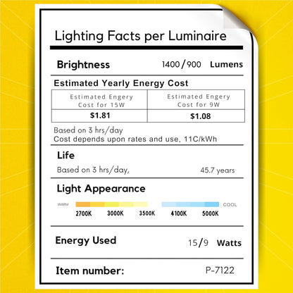 P-7122 3.5 inch Round White 15-9W, 1400-900 Lumens 5CCT Recessed Light