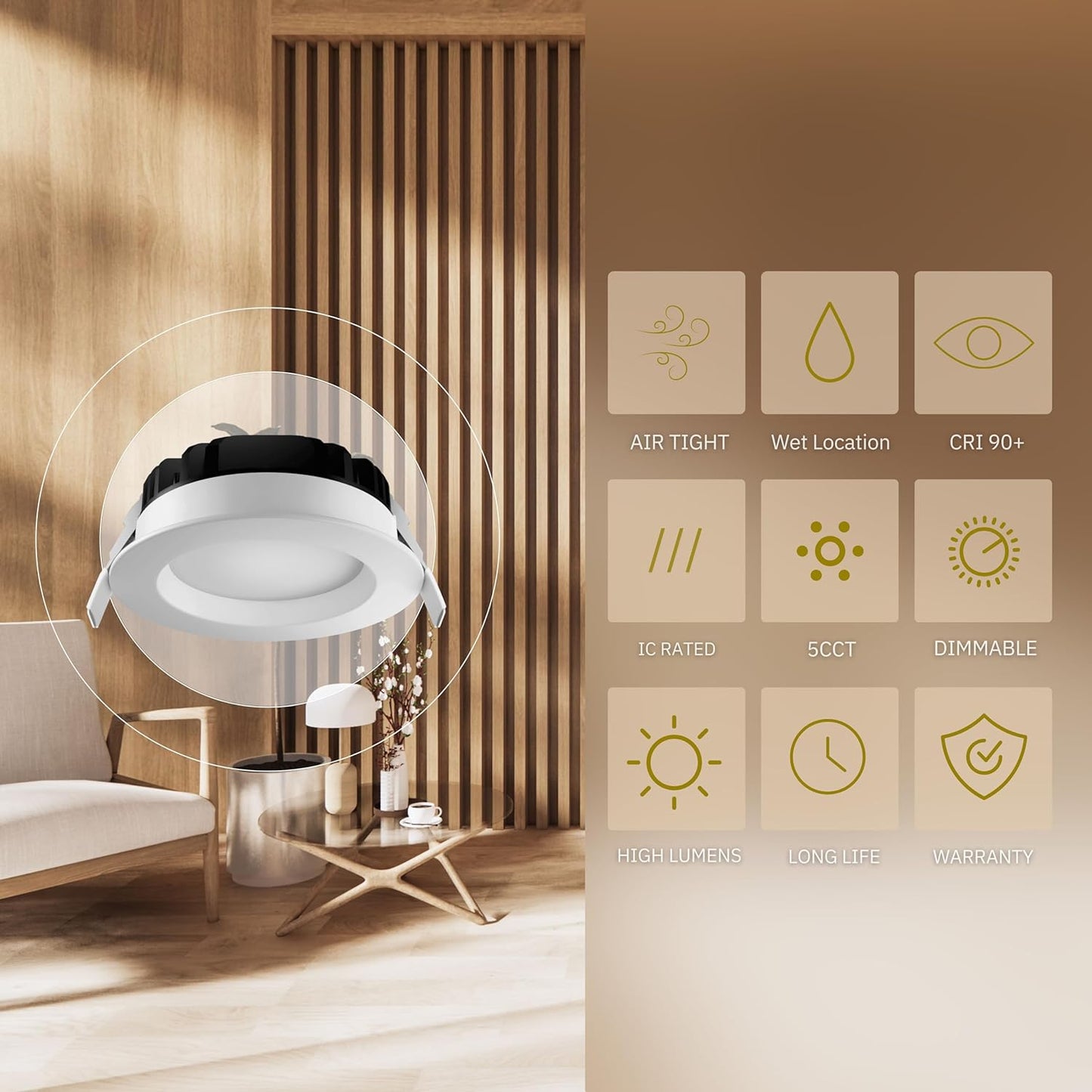 P-5137 5 Inch Round White 23W 1800 Lumens 5CCT Slim Light