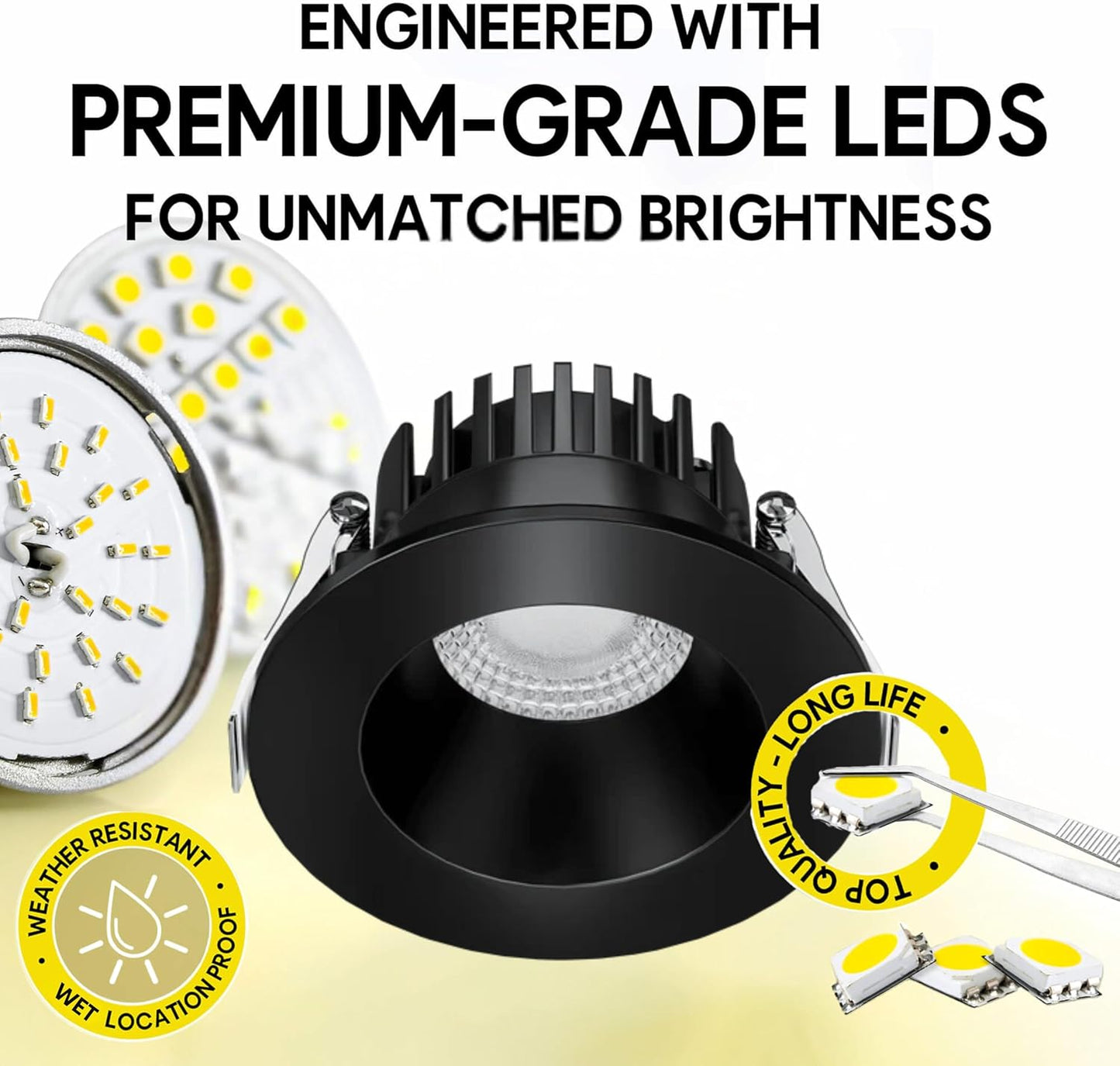 P-7523 3 inch Round Black, 8W, 800 Lumens, 5CCT Recessed Light