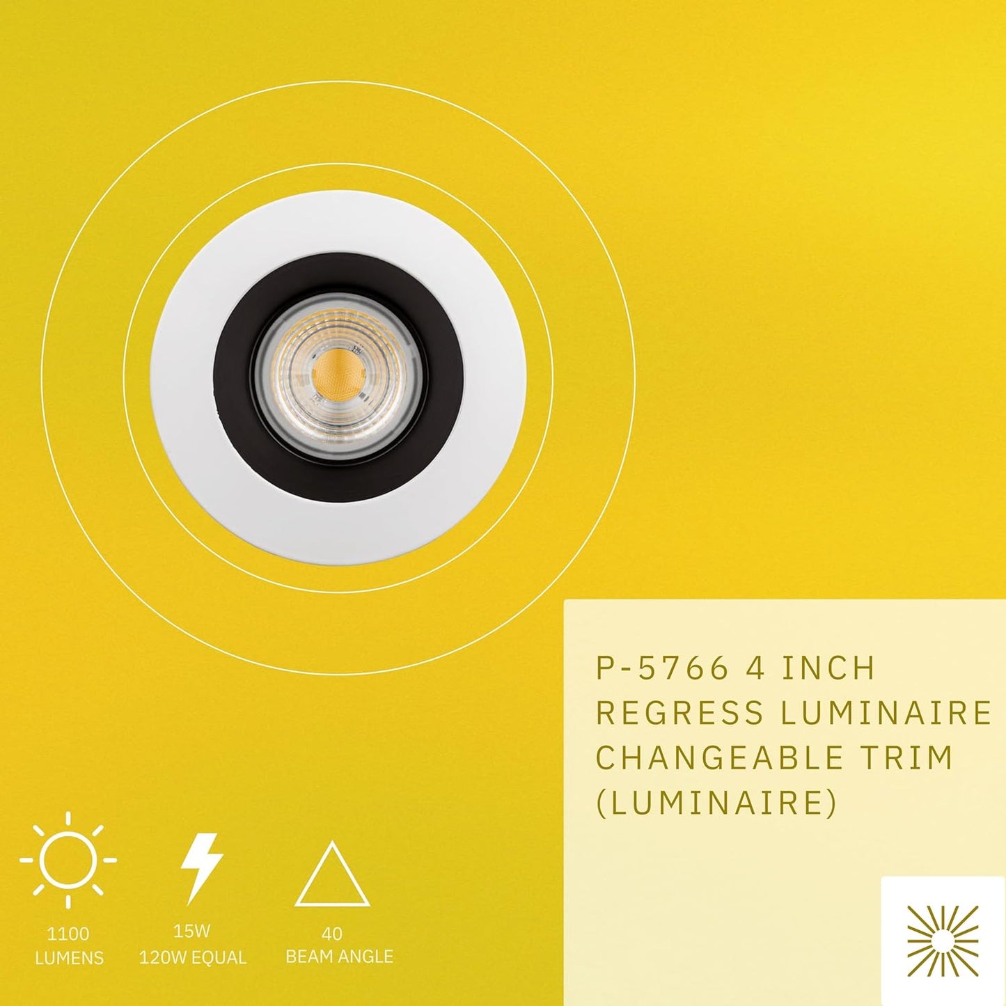 P-5766 4 Inch Round 2-Tone Smooth 15W 1100 Lumens Warm White 3K Recessed Light