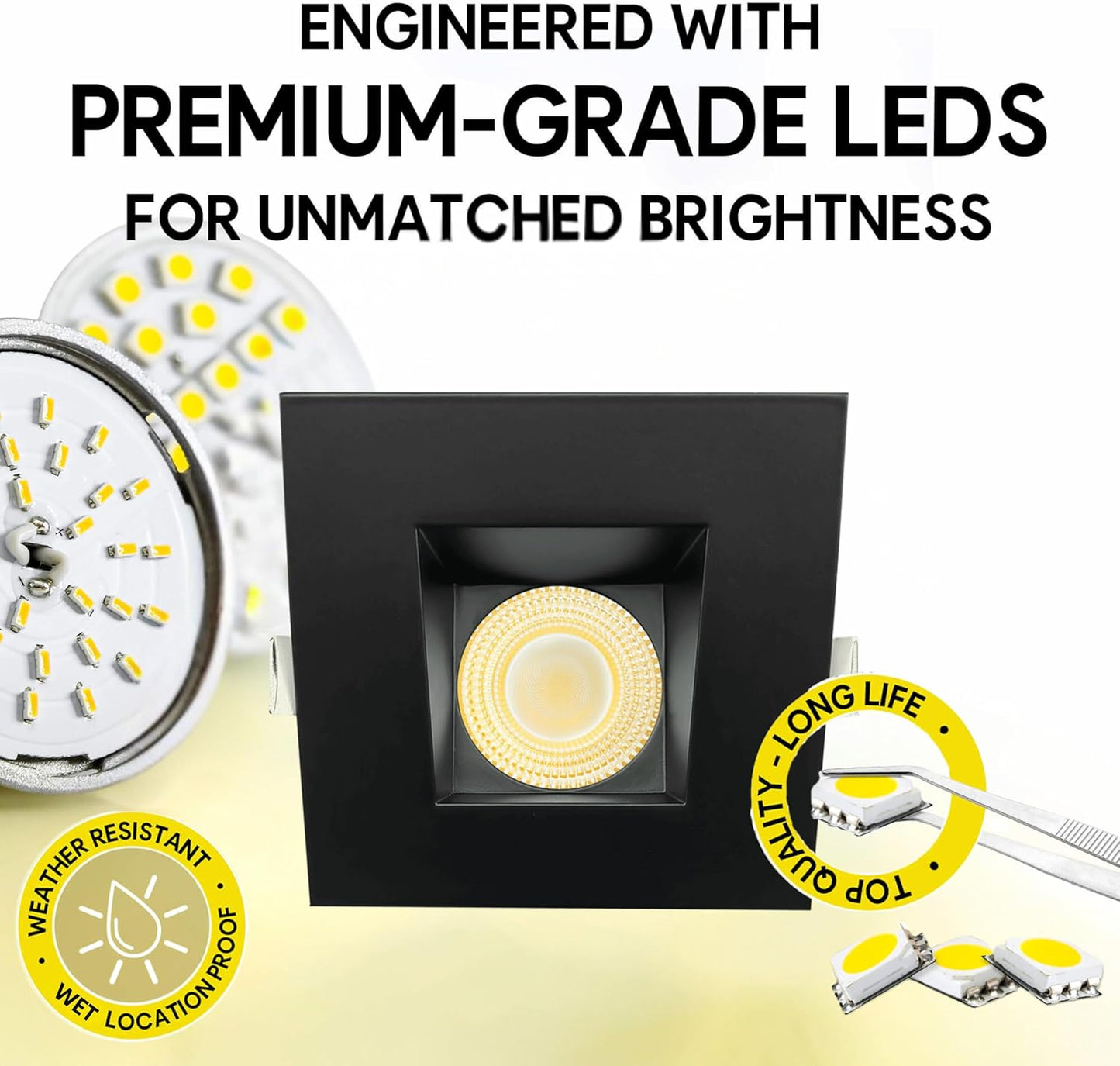 P-7139 3.5 inch Square Wall-Wash Black 15-9W, 1400-900 Lumens 5CCT Recessed Light