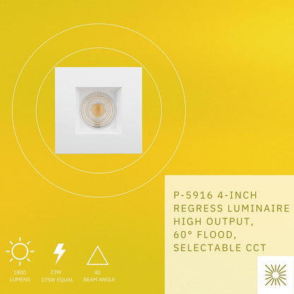 P-5916 4 Inch Square White Baffle 23W 1800 Lumens 5CCT Recessed Light