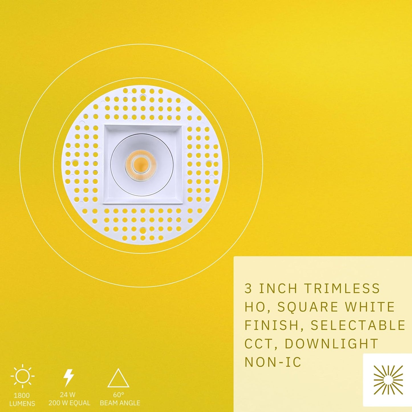 P-6372 3 Inch Trimless Square White 24W 1800 Lumens 5CCT Recessed Light