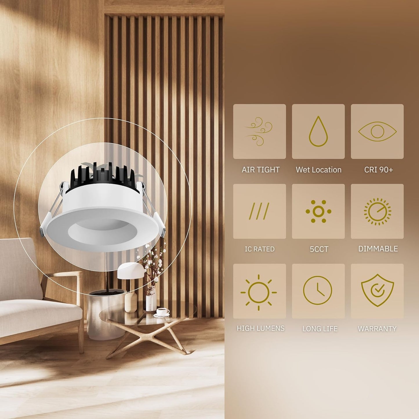 P-5131 3 Inch Round White 10W 700 Lumens 5CCT Slim Light