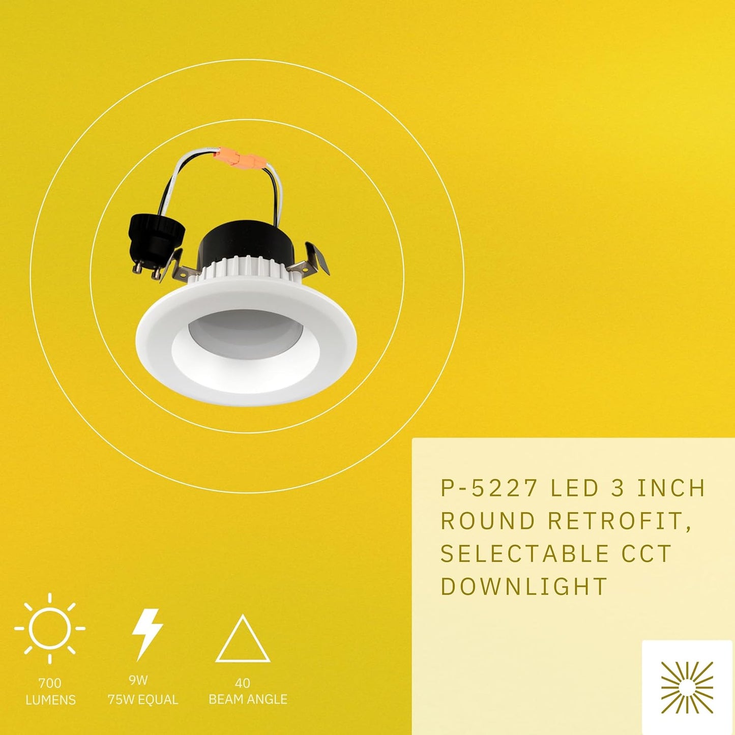 P-5227 3 Inch Round White 9W 700 Lumens 5CCT Retrofit Light