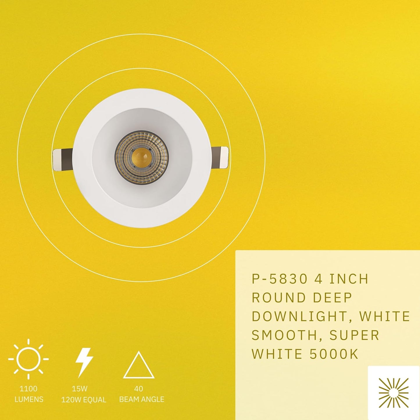 P-5830 4 InchRound Deep White 15W 1100 Lumen Super White 5k Recessed Light