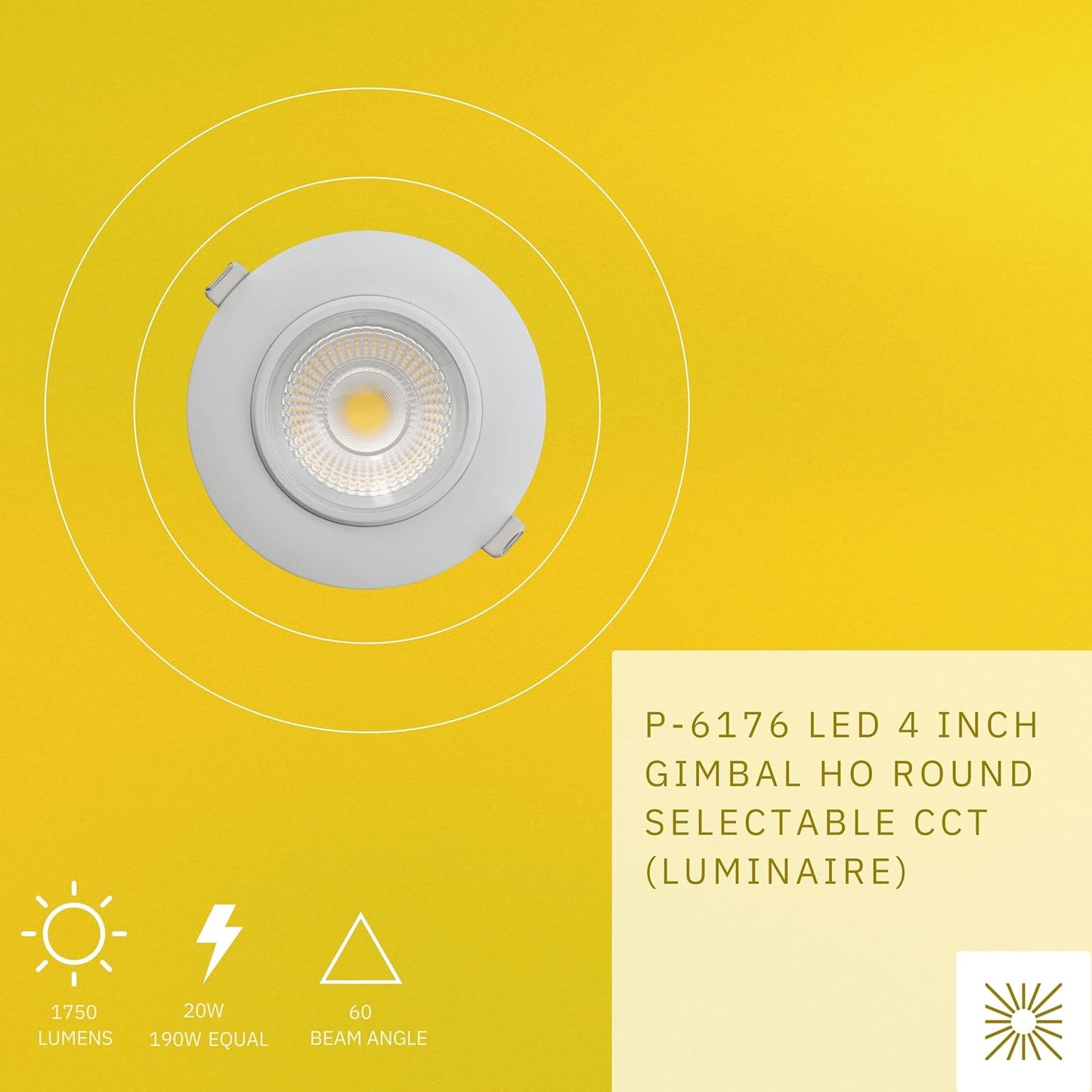 P-6176 4 Inch Round White 20W 1750 Lumens 5CCT Gimbal Light