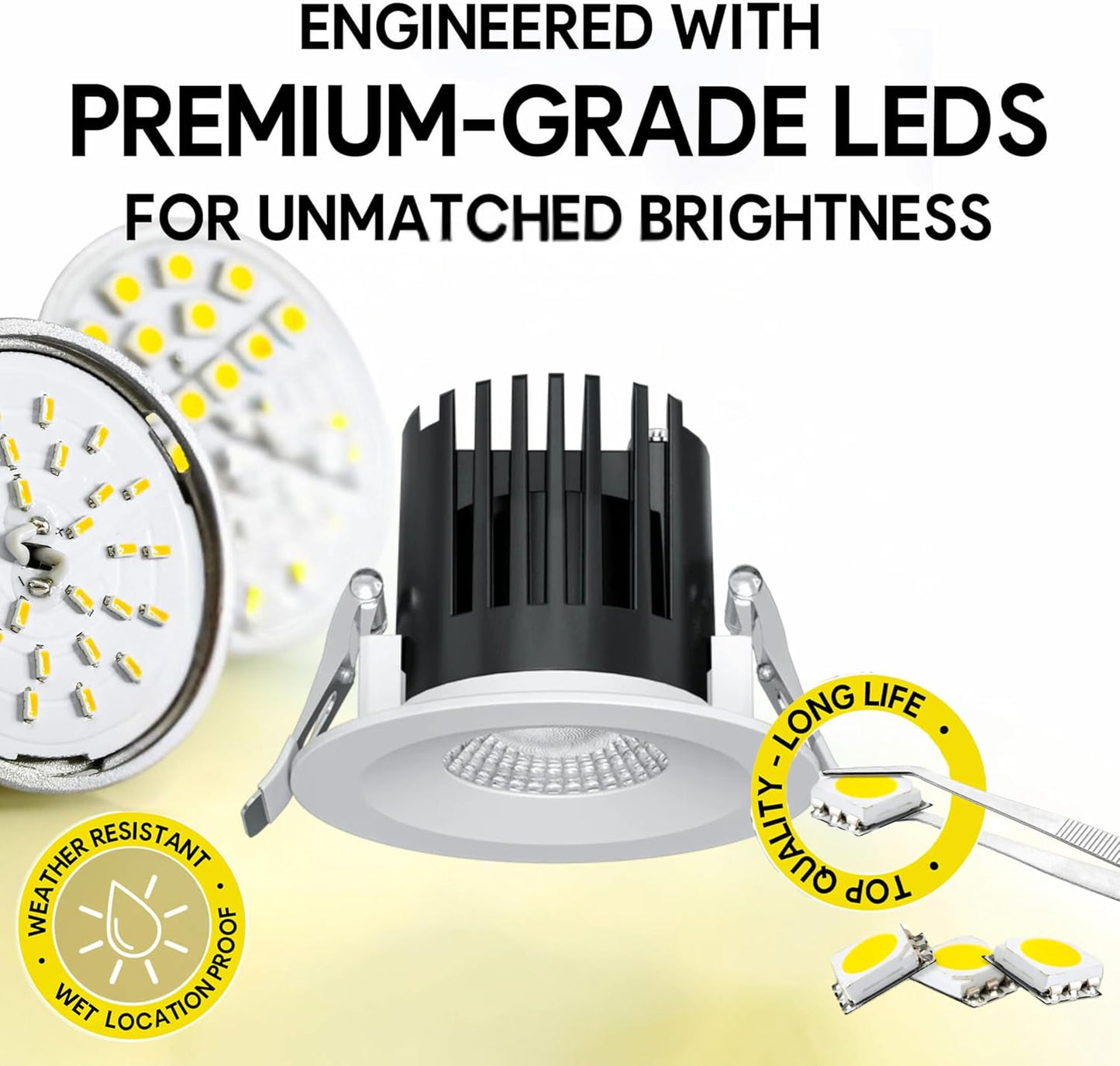 P-7488 3 inch Round White Ultra-Shallow Trim, 9W, 850 Lumens, 5CCT Recessed Light
