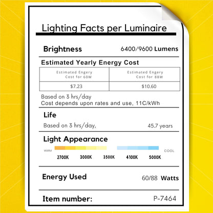 P-7464 4 inch Trimless Quadruple Head Square White, 60/88W, 6400/9600 Lumens, 5CCT Recessed Light