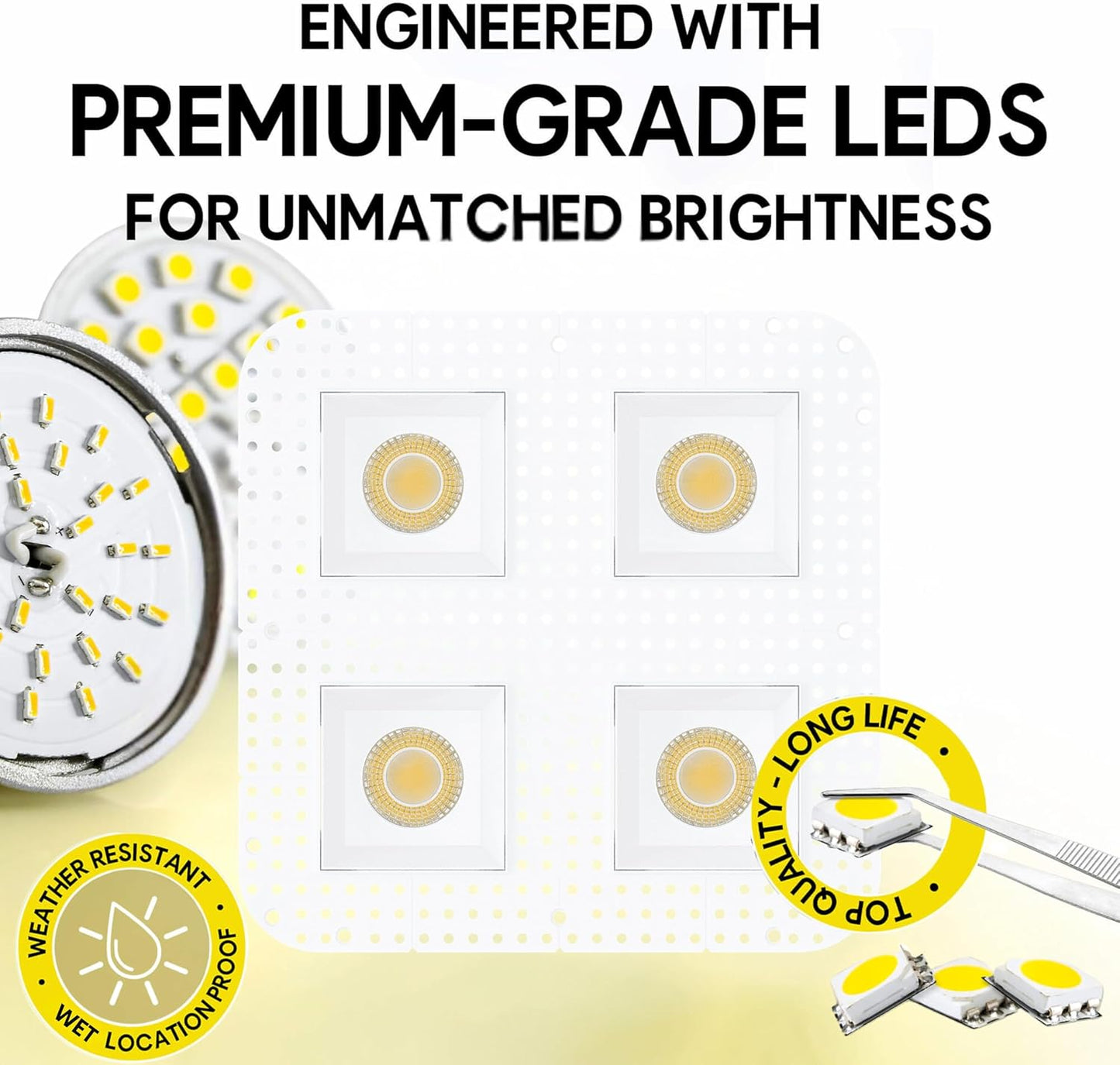 P-7464 4 inch Trimless Quadruple Head Square White, 60/88W, 6400/9600 Lumens, 5CCT Recessed Light