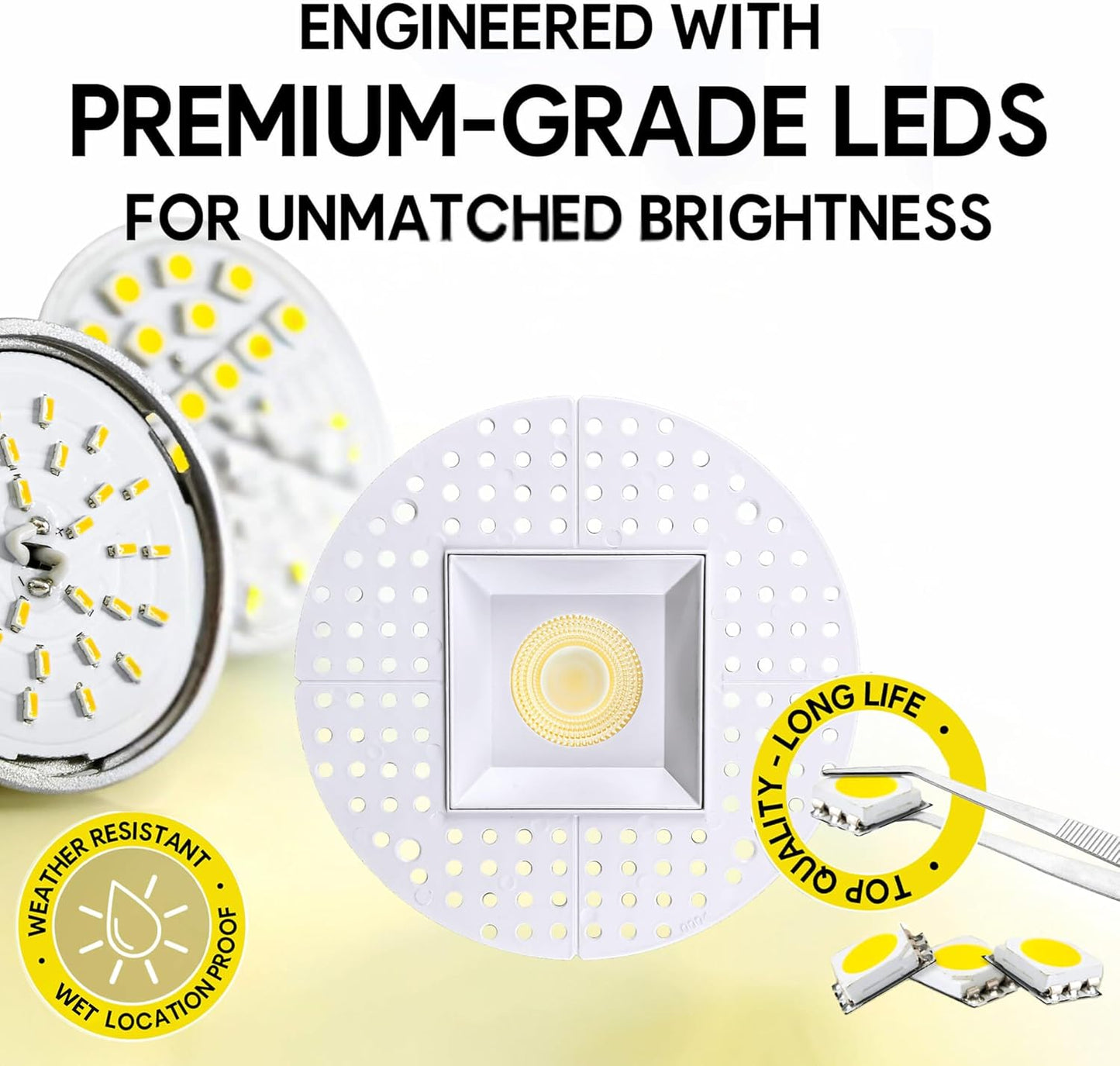 P-7142 3.5 inch Trimless Square White HO 18-30W, 1700-2700 Lumens 5CCT Recessed Light
