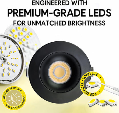 P-7090 3 Inch Gimbal Round Black 9W, 850 Lumens 5CCT Recessed Light