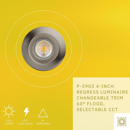P-5903 4 Inch Round Brushed Nickel 15W 1100 Lumens 5CCT Recessed Light