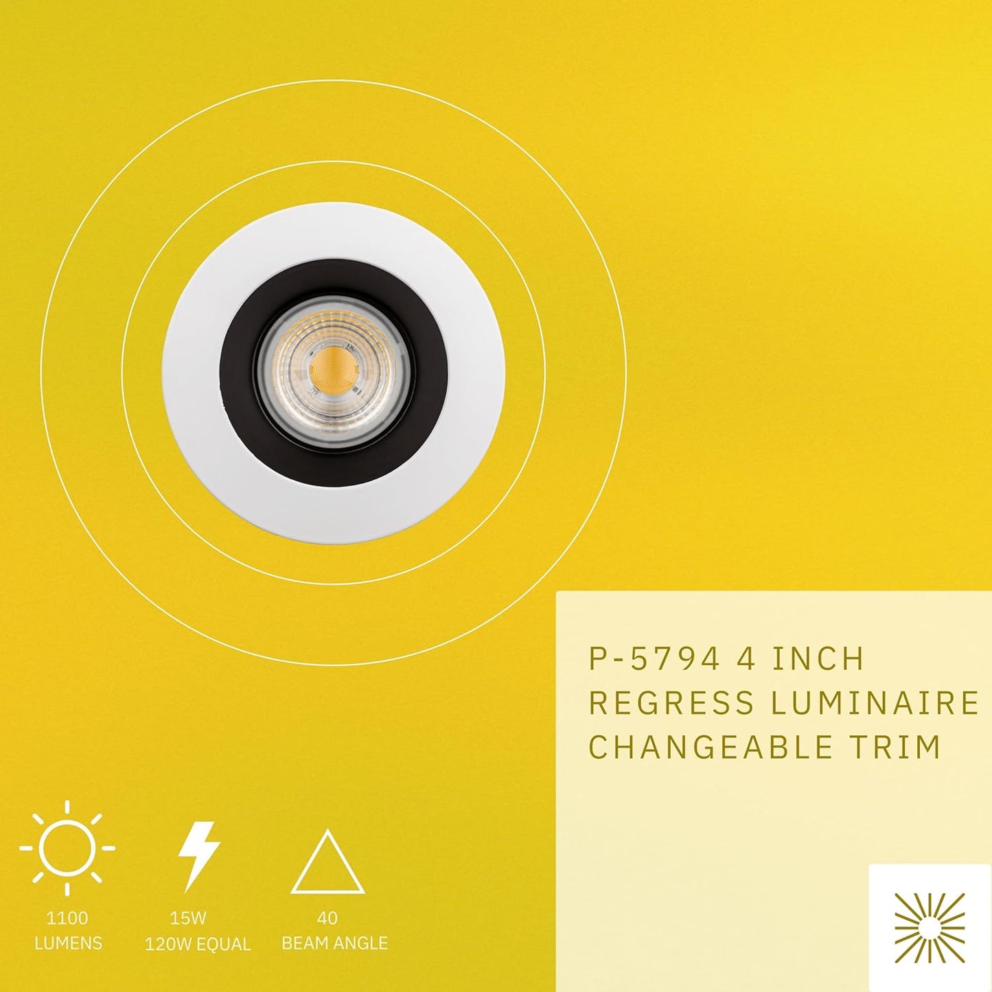 P-5794 4 Inch Round 2-Tone Smooth 15W 1100 Lumens Cool White 41k Recessed Light