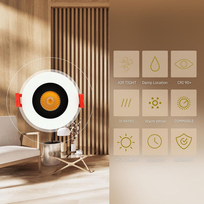 P-5008 2 Inch Round 2-Tone 8W 600 Lumens Warm White 3K Recessed Light